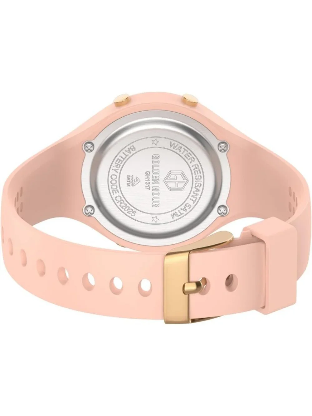 Women's Champagne Waterproof Sport Digital Chronograph Silicone Strap Watches